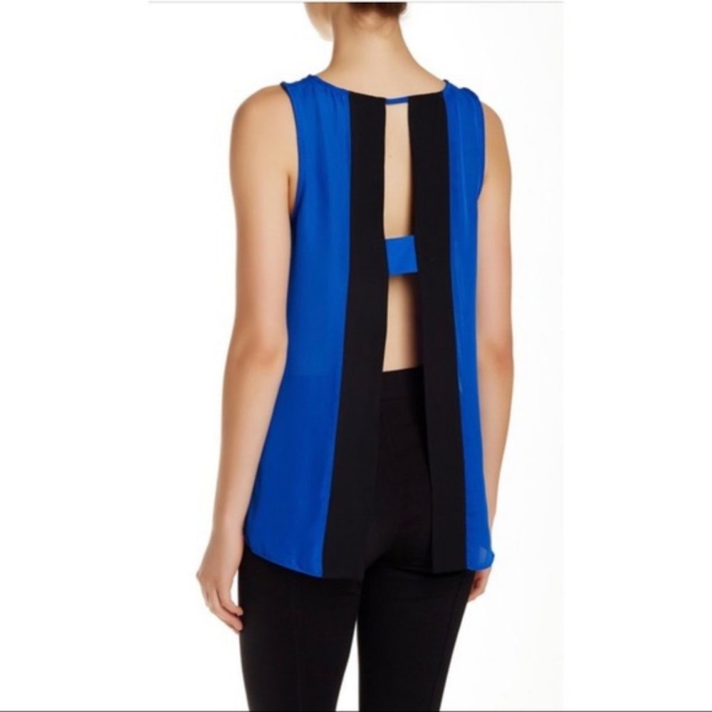 NWT Parker Tank Top Cut Out Open Back Cobalt Blue Silky ,sz.L runs Medium